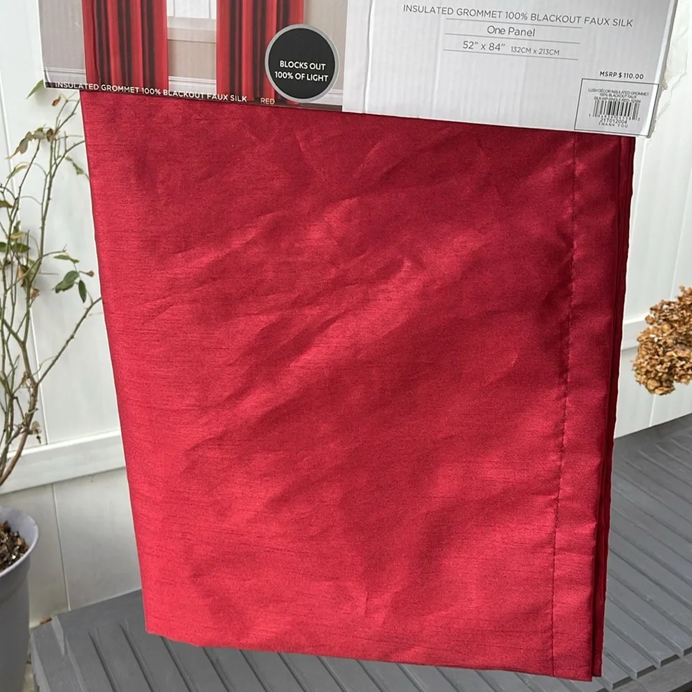 Lush Decor - Red Insulated Grommet 100% Blackout Faux Silk Window Curtain Panel